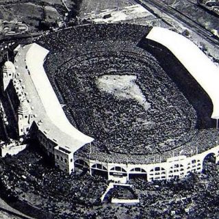 28th April 1923: Wembley Stadium in London opens with the ‘White Horse Final’ of the FA Cup between Bolton Wanderers and West Ham United