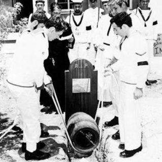 31th July 1970: Black Tot Day sees the British Royal Navy issue the last daily rum ration to sailors