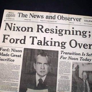 9th August 1974: Richard Nixon resigns as President of the United States of America while facing impeachment due to the Watergate Scandal
