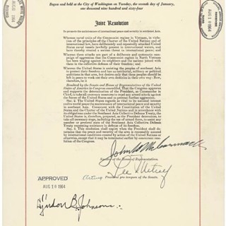 7th August 1964: The Gulf of Tonkin Resolution passed by the United States Congress